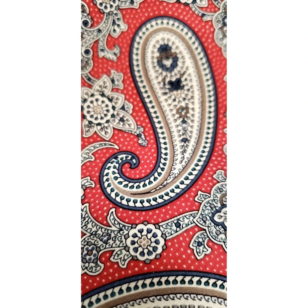 Countess Mara Necktie Sistine Satin Paisley Red Black Ivory Tie Logo Embroidered - Picture 8 of 11
